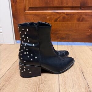 Circus by Sam Edelman Black Pearl-Studded Ankle Boots